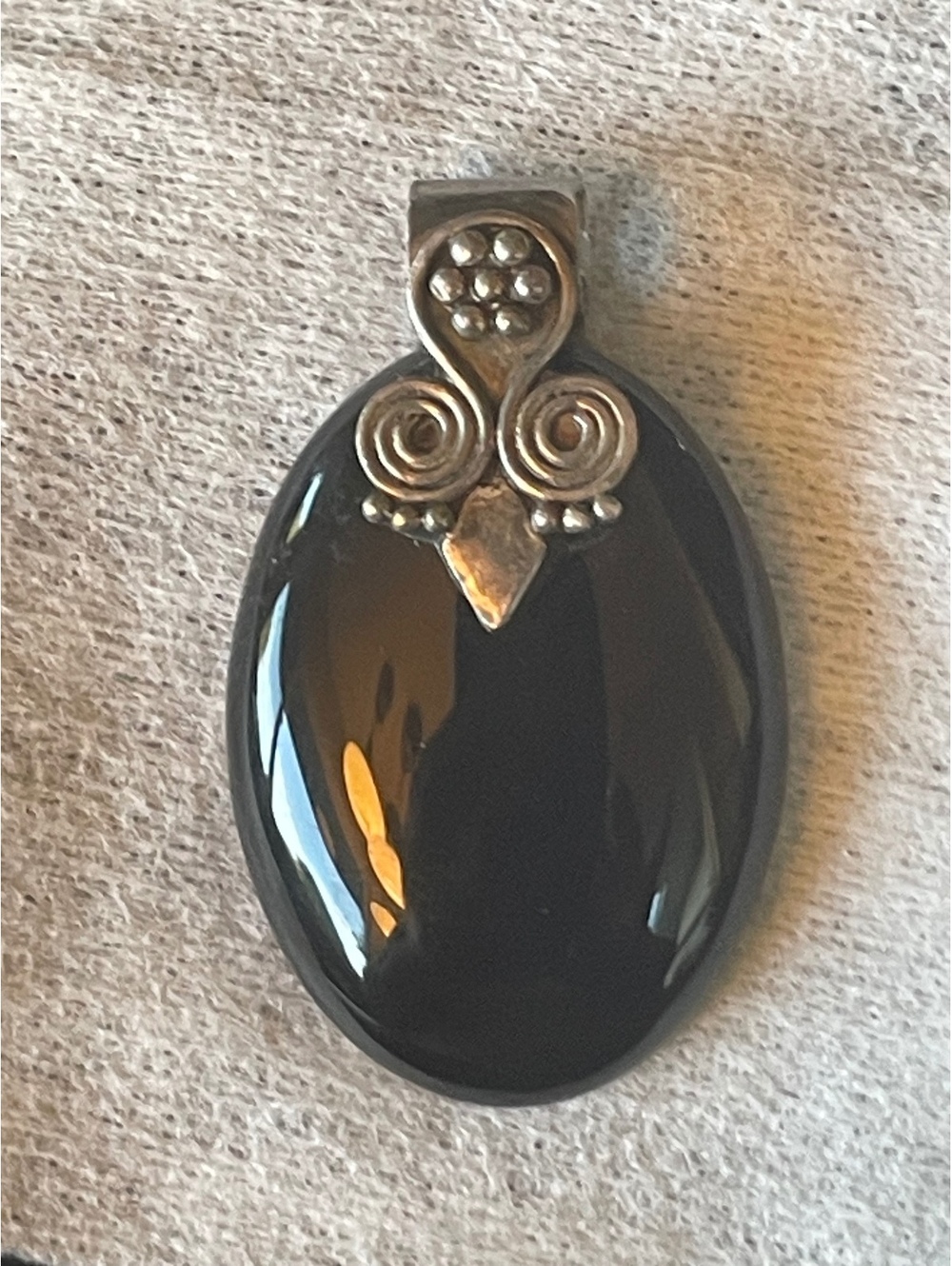 Vintage Sterling Silver Black Onyx Pendant